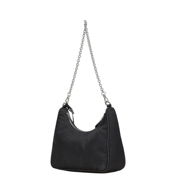 Prada Triangle Logo Plate Shoulder Bag Black - Picture 2 of 8